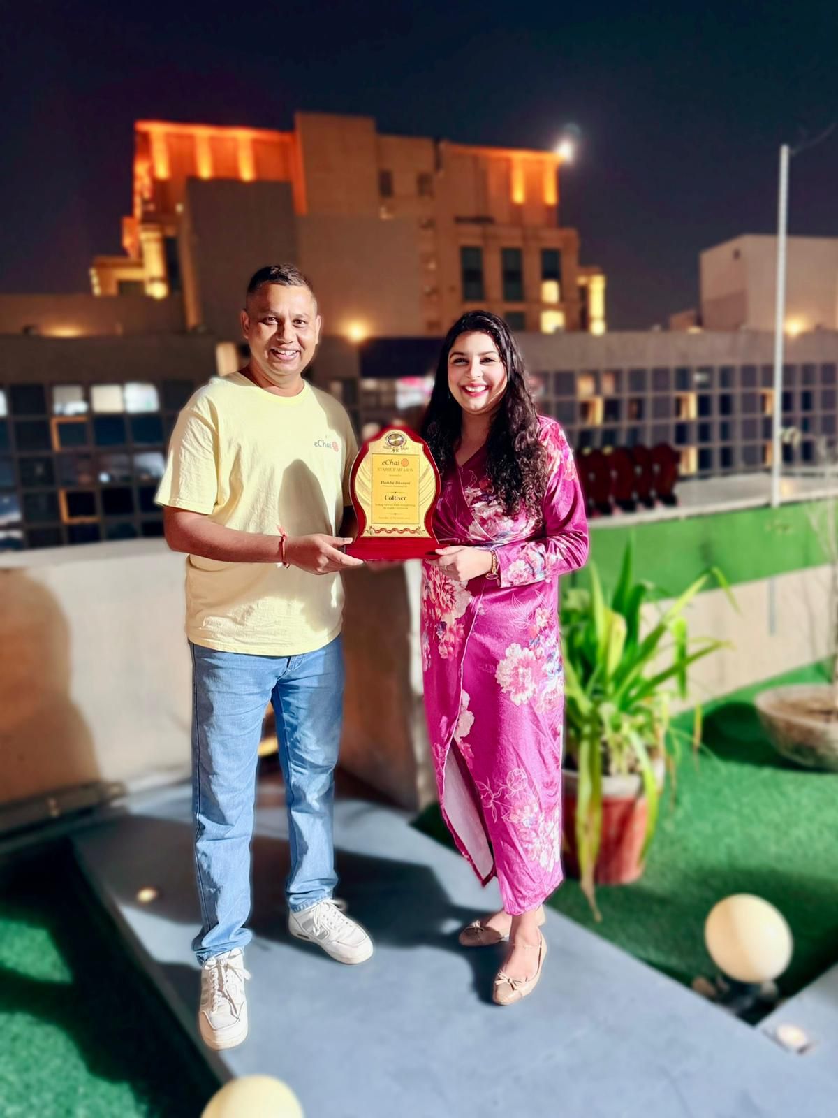 Harsha Bhurani and Jatin Chaudhary at an eChai gathering