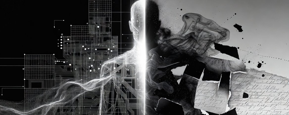 Hero image for The Case for Strategic Illegibility: cyberpunk illustration of a figure tracing a glowing digital twin