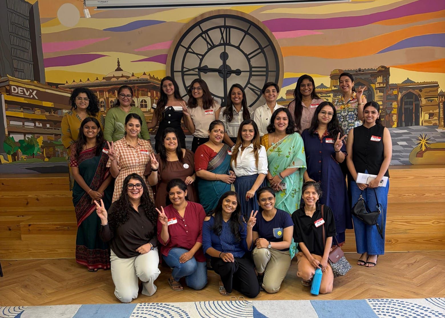Group photo from the eChai Women Founders Initiative meetup at DevX Ahmedabad