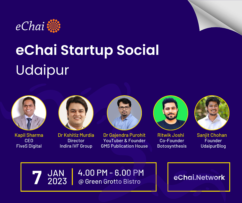 Cover for eChai Startup Social in Udaipur w/ Green Grotto Bistro