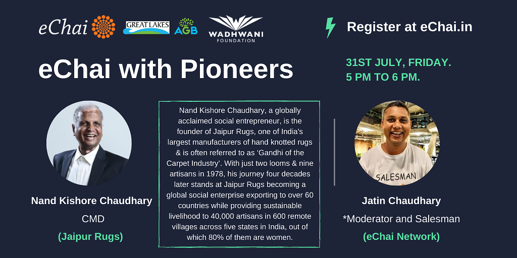 Cover for eChai with Pioneers ft. Nand Kishore Chaudhary, CMD, Jaipur Rugs