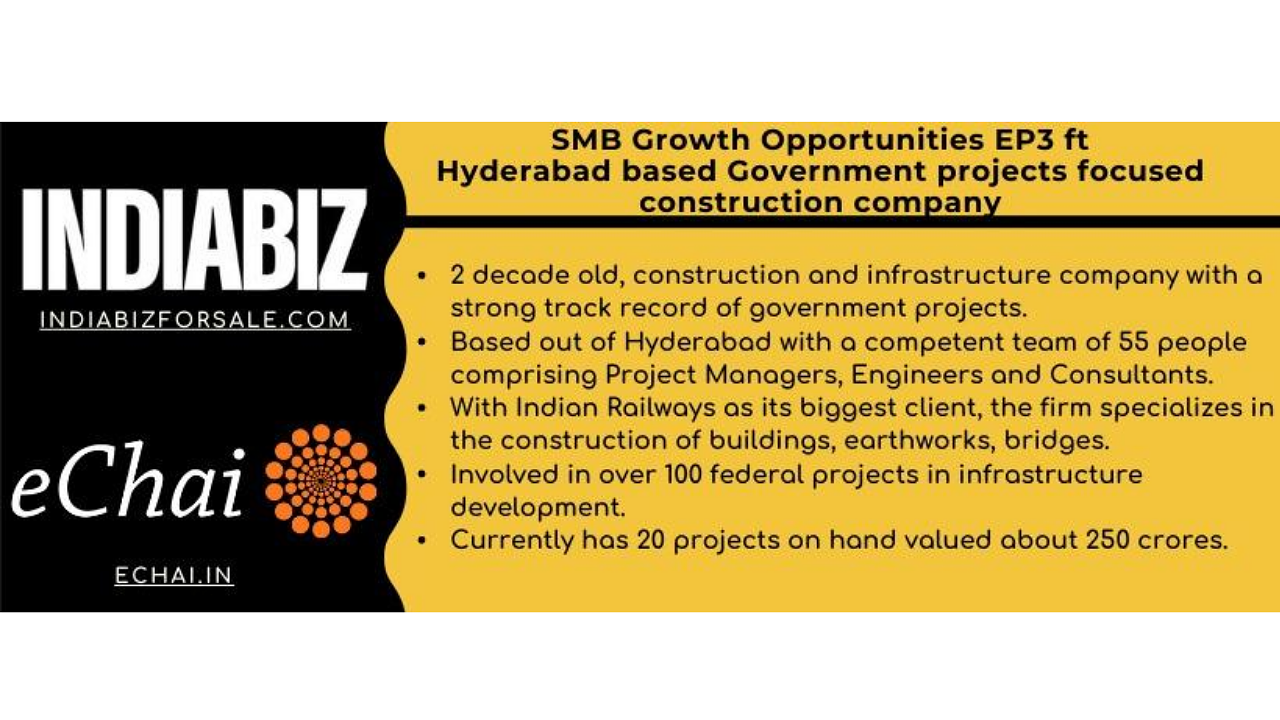 Cover for Ep3 of SMB Growth Opportunities ft. Hyderabad based Government projects focused construction company