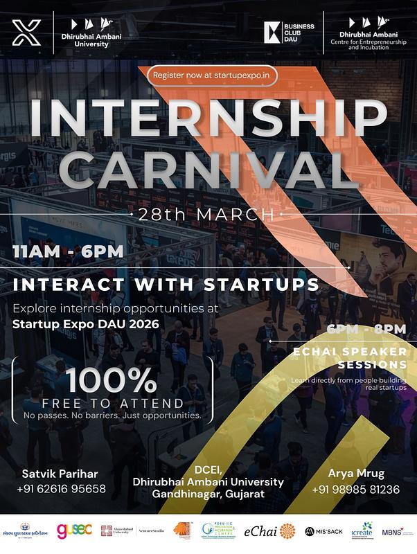 Cover for Startup Expo at Dhirubhai Ambani University, Gandhinagar