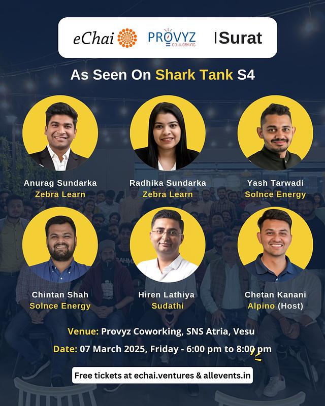 Cover for Founders who have made it to Shark Tank India: Surat Edition