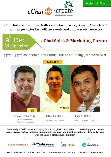 Cover for eChai Sales & Marketing Forum - Week 2. Dec 2015.