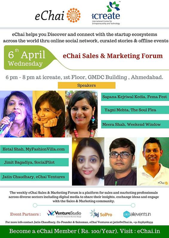 Cover for eChai Sales & Marketing Forum - Week 1.  April 2016