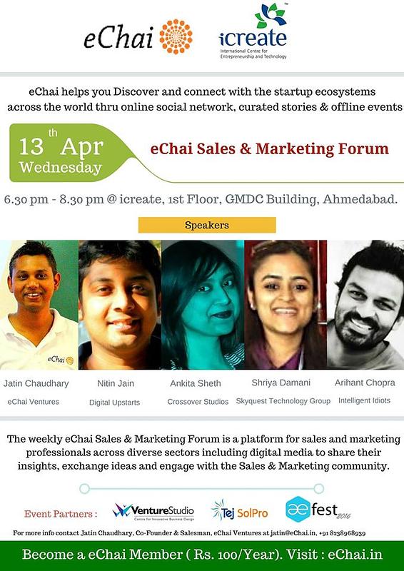 Cover for eChai Sales & Marketing Forum - Week 2. April 2016