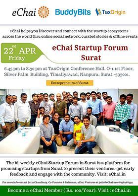 Cover for eChai Startup Forum Surat - Week 4. April 2016.