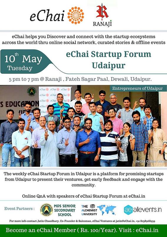 Cover for #CoRise Udaipur : eChai Startup Forum Udaipur in association with Ranaji