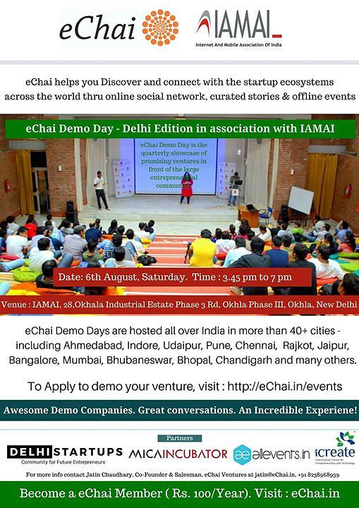 Cover for Entrepreneurs of Delhi : eChai Demo Day - Delhi Edition in association with IAMAI