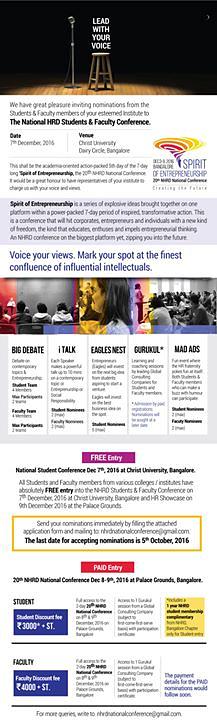 Cover for NHRD National Student & Faculty Conference 2016